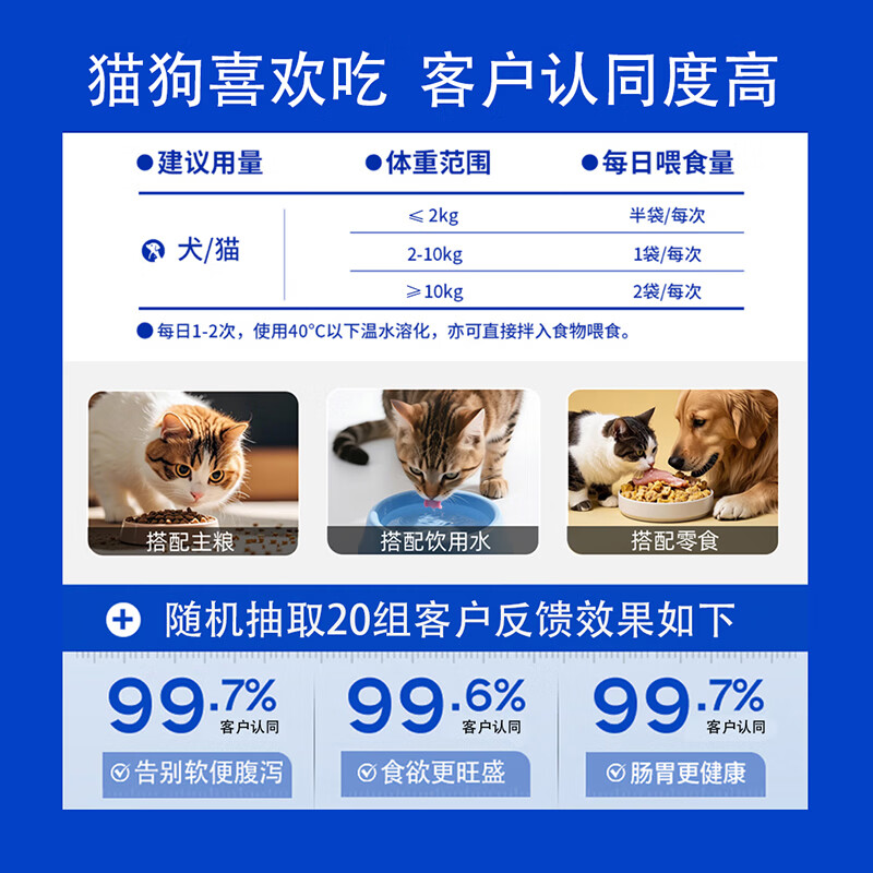 MULMUL宠物复合益生菌幼犬幼猫狗狗猫用呕吐拉稀软便肠胃调理营养补充剂 【免疫加倍】肠胃宝 25g*10盒