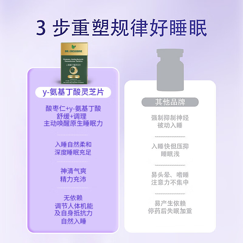 DR.EXCLUSIVE酸枣仁茯苓睡眠伏湿片灵芝维生素b1b2营养品中药植萃提高睡眠质量 中度睡眠调理套装【60天用量】 120片*2瓶