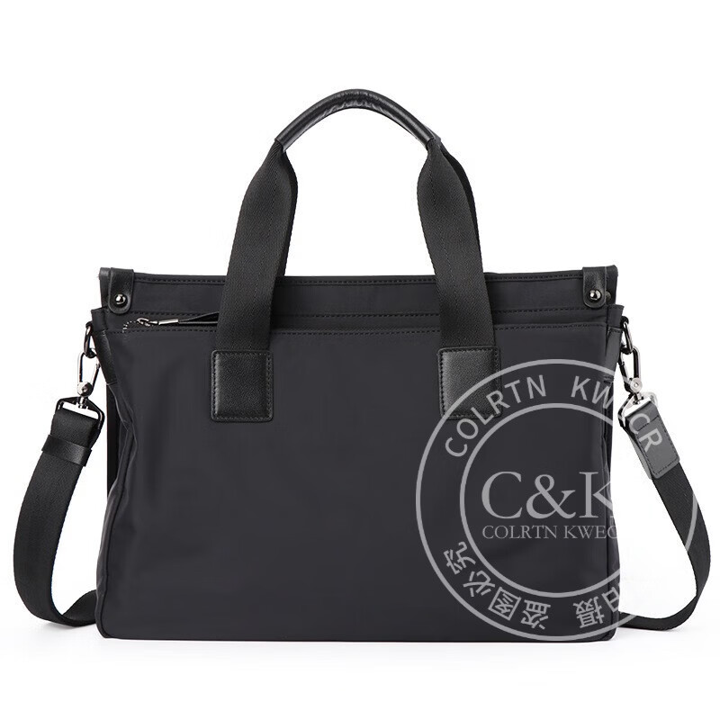 Colrtn Kwecr    男士手提包新款商务出差公文包大容量休闲单肩包电脑包奢侈品 黑色大号40*29*10