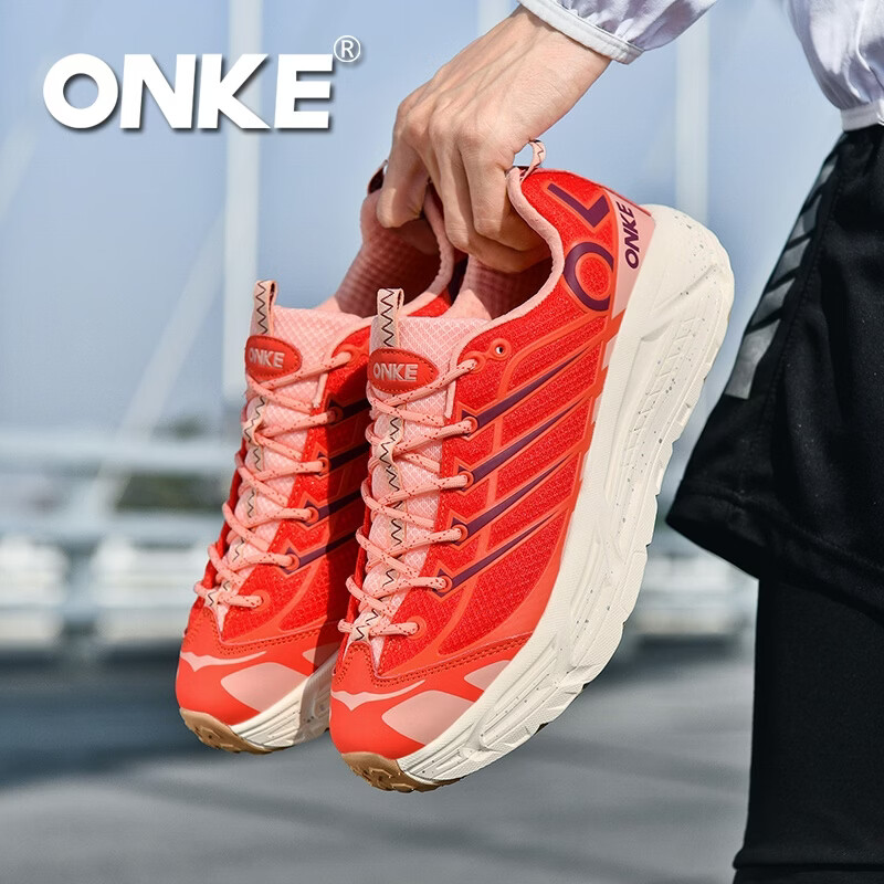 ONKE德国欧克男女款户外运动休闲鞋男鞋复古轻盈缓震情侣跑步鞋女鞋子 朱砂红 37