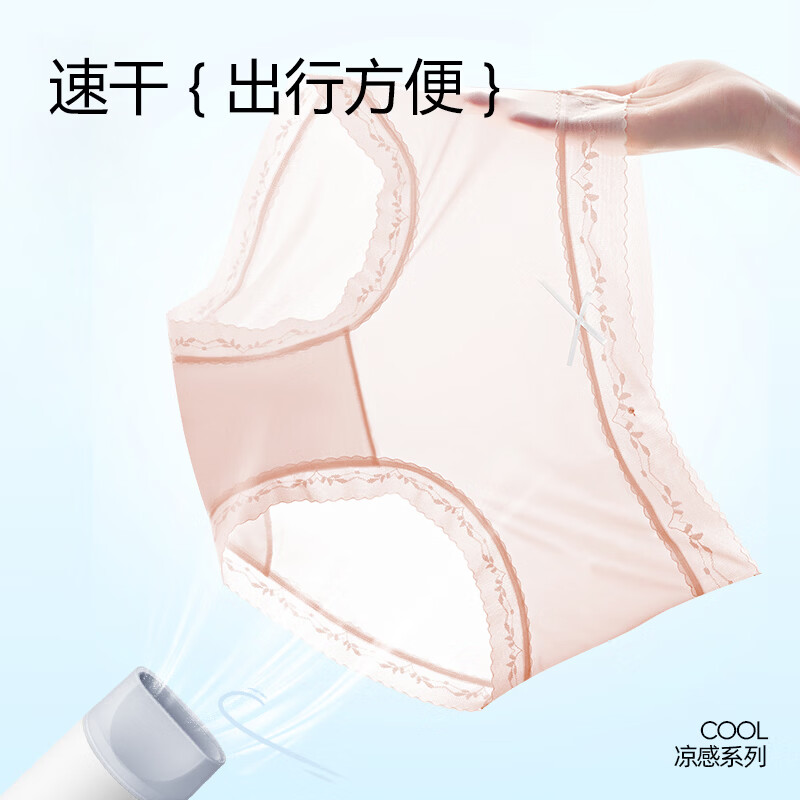 COFNI冰丝内裤女士高级轻奢夏季薄款透气抗菌裆无痕蕾丝花边少女三角裤 浅粉+浅绿+浅蓝+白色： 礼盒装* 4条 M (160) 80-100斤