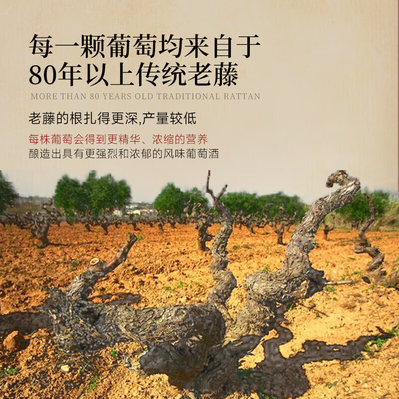 奥瑞安法国进口红酒AOP干红葡萄酒14.5度原酒进口红酒年货礼盒春节送礼 【80年老藤】750ML*6