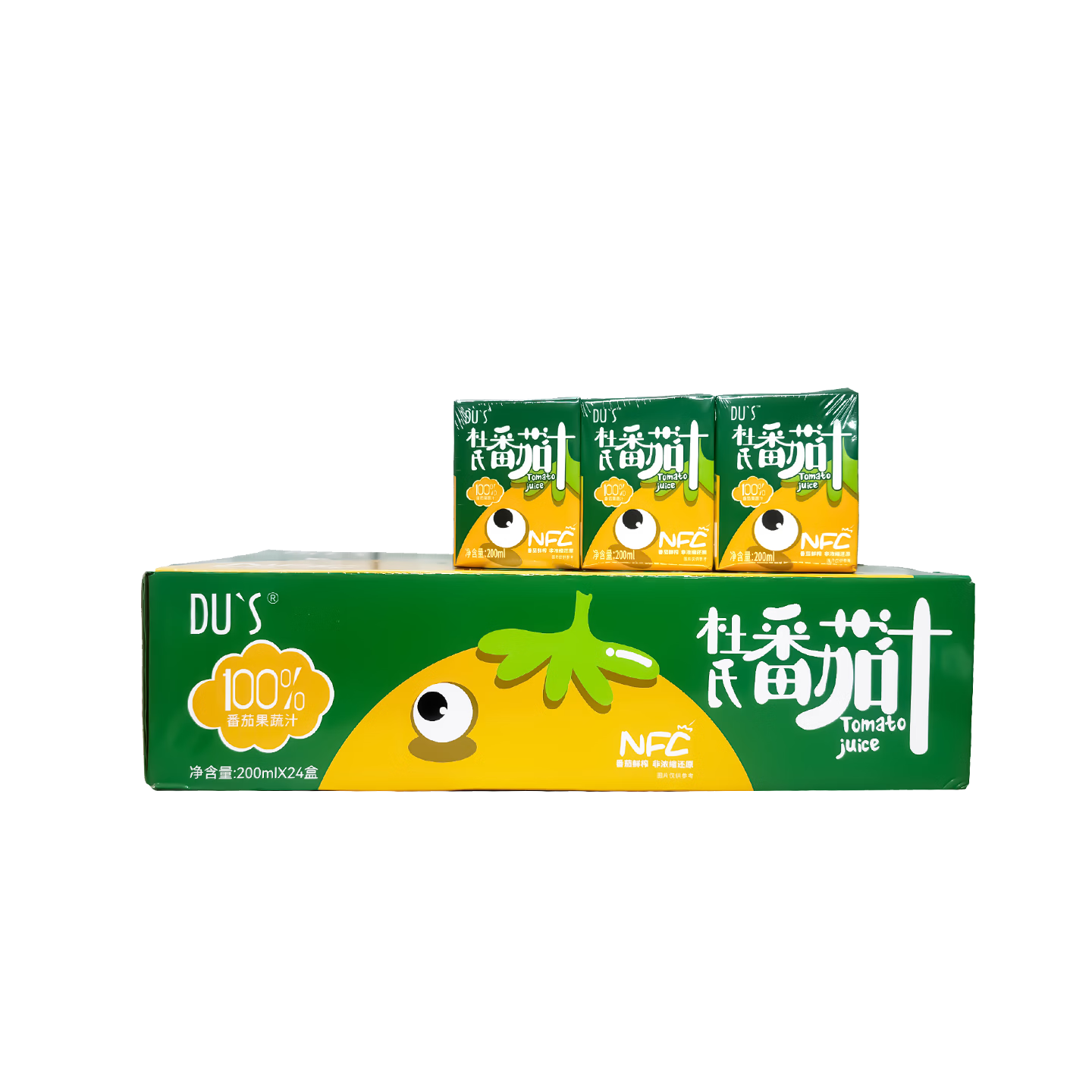 DU'S杜氏100%番茄汁NFC果蔬汁 纯汁0添加 200ml*12盒/箱 女神节 200ml*24盒黄-整箱老包装