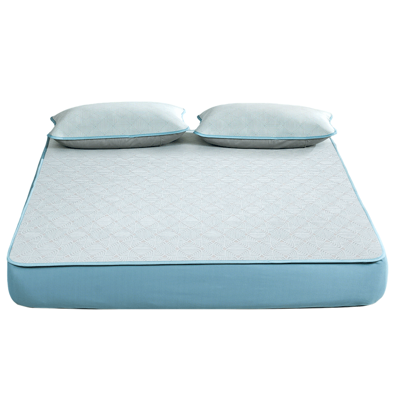 富安娜A类抗菌凉席可机洗冰丝席夏季凉感席子床笠款软席三件套1.8米x2米