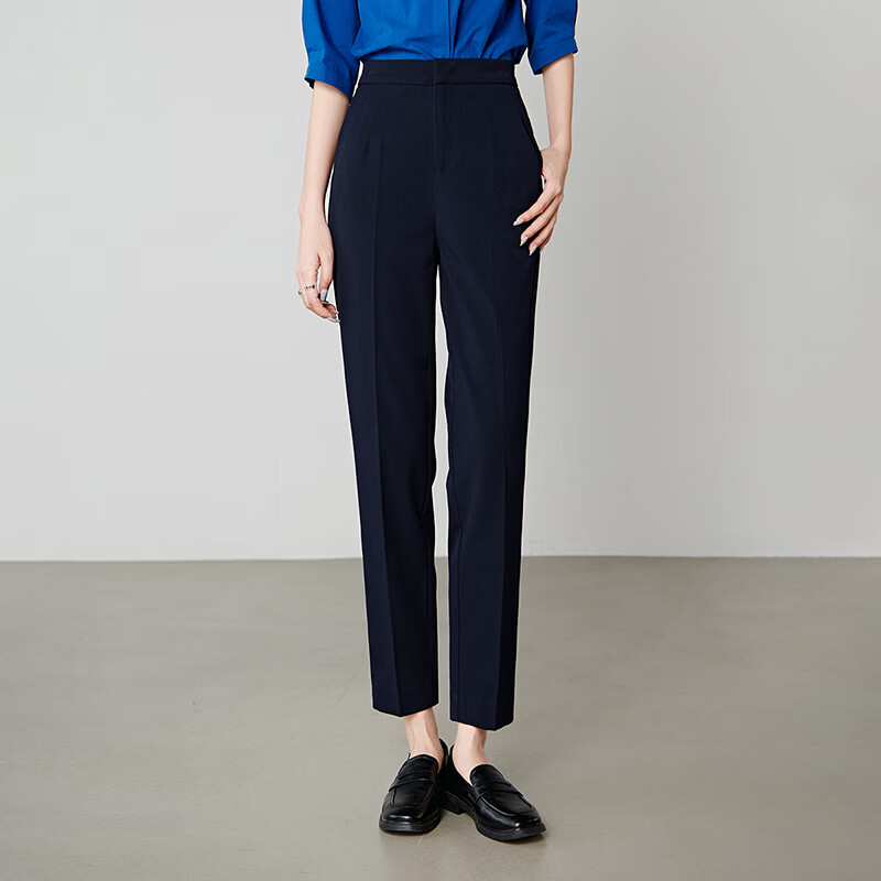 晚白【新品】2026年春款经典直筒西裤挺括利落气质通勤烟管裤女 深蓝色 27