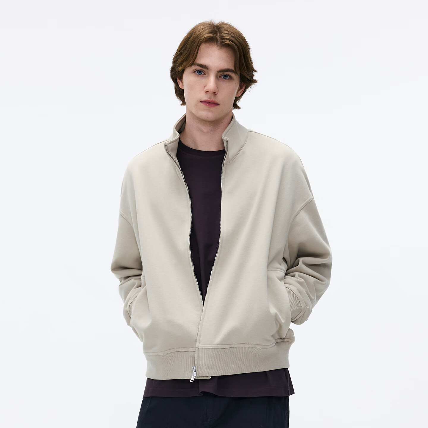 熊猫·本（ben.panda）休闲立领开衫卫衣男士百搭长袖外套上衣2026春季新款 卡其色 M