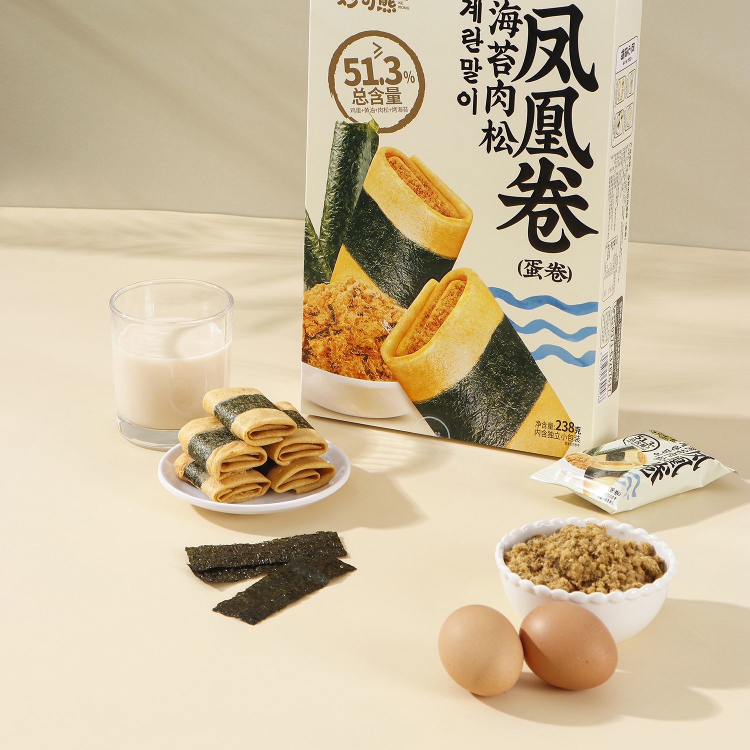 妙可熊凤凰卷蛋卷238g早餐代餐海苔港式解馋茶点零食小吃中式糕点送礼 【热卖】妙可熊凤凰卷1盒