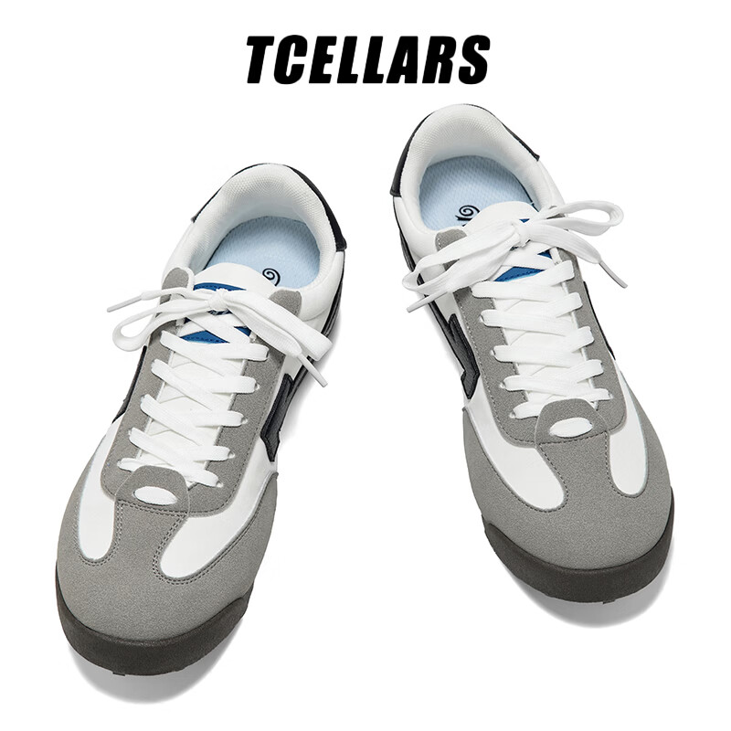 Tcellars德训鞋男鞋春季2026新款潮流百搭平底板鞋低帮舒适运动休闲鞋子 雾霾灰 39