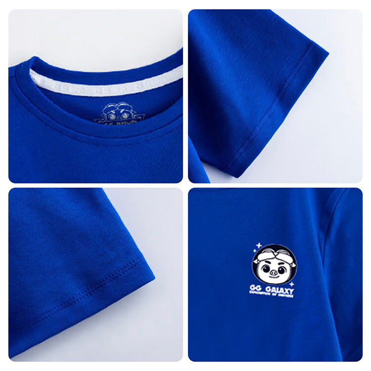 猪猪侠(GG·BOND)2026夏季新款儿童短袖T恤纯色100%棉印花A类圆领上衣潮 蓝色-20 150