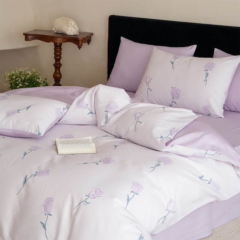 多喜爱家纺四件套全棉时尚花卉床品纯棉床单被套被罩三件套家用床上用品 【亲肤全棉套件】想见你 1.2米床 床单款 (被套152*218cm)