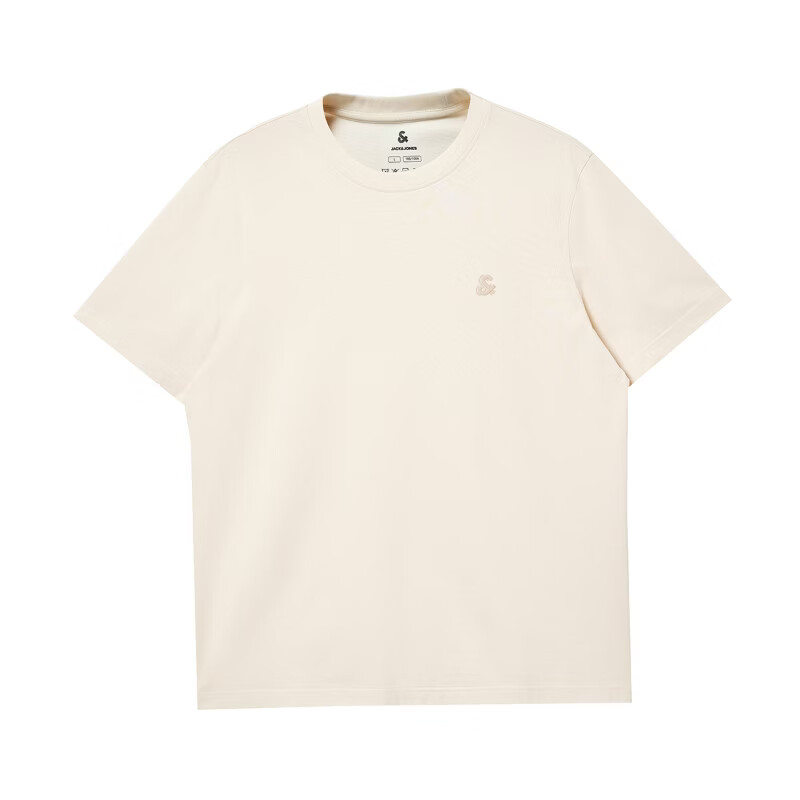 杰克·琼斯(JACK&JONES)26年男装新款【凉感】短袖T恤男士简约纯色透气打底耐洗半袖 A05乳白色 常规 XXS (160)