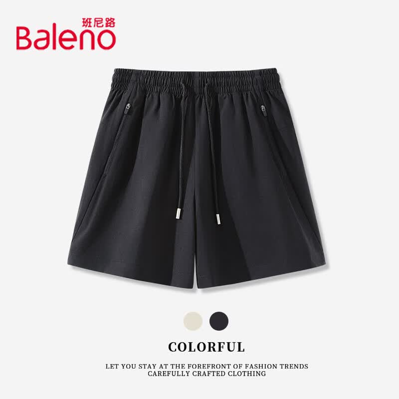 班尼路(Baleno)拼接短裤女2026年夏季女装新款简约时尚休闲百搭舒适透气运动裤子 黑#纯色 M