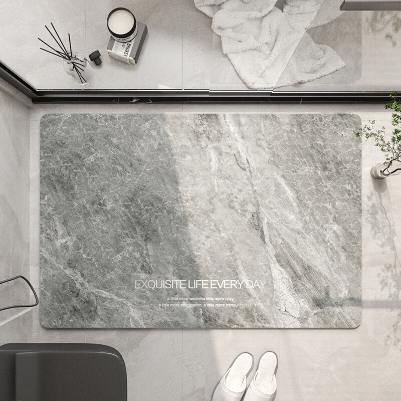 DONOYA 多罗亚硅藻泥卫生间地垫浴室门口吸水地垫2026新款浴室厕所防滑垫脚垫 大理石(浴室垫)-01 40cm*60cm 【升级加厚约4mm】