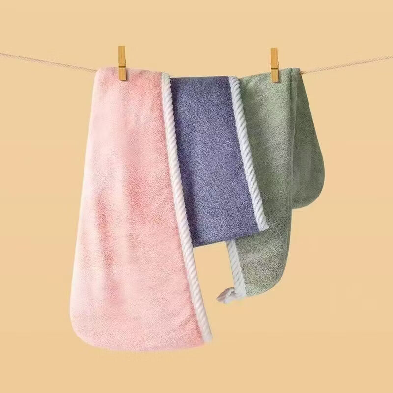 简尚恩冬季双层干发帽女超厚超强吸水速干学生宿舍擦头包头巾浴帽X 颜色随机2条装 38*60cm