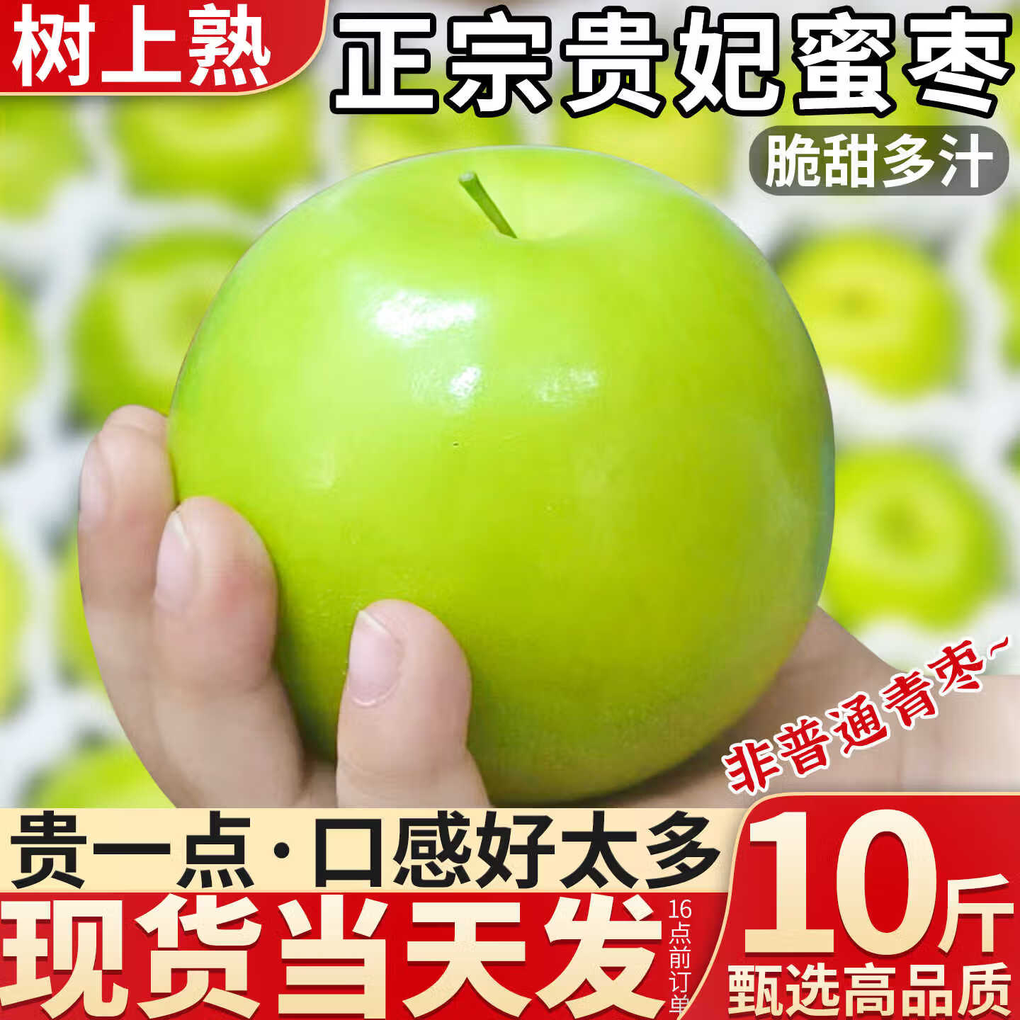 西双版纳苹果枣【巨无霸】牛奶大青枣冷链新鲜水果贵妃枣 5斤果王【80-100g】稀有巨无霸