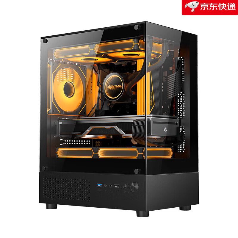 SUMTAX/迅钛 海景房电脑机箱桌面型电脑matx玻璃侧透游戏机箱 棱镜MINI-黑色海景房