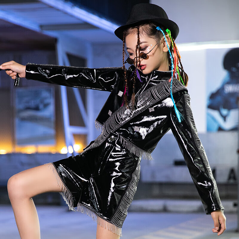 优想妮(youxiangni)儿童模特t台走秀时尚服装机车皮衣霸气童模特t台