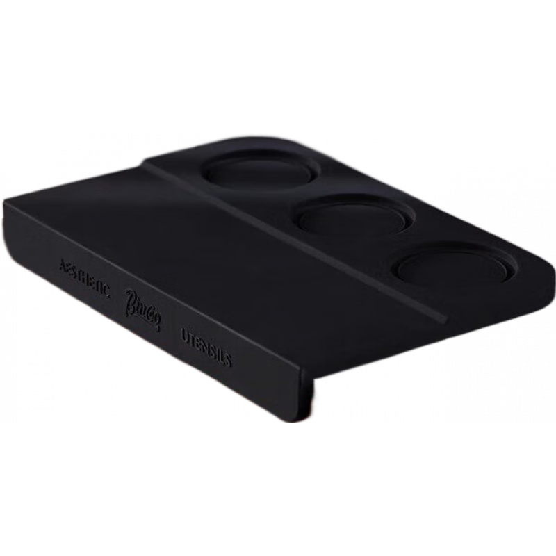 Bincoo防滑轉角填壓器填壓座壓粉器壓粉墊咖啡機手柄膠墊咖啡器具 壓粉墊(黑色)大號(24.6*16*3)