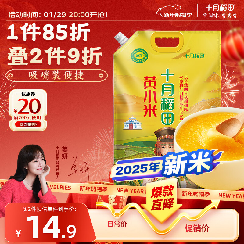 十月稻田 黄小米 1kg 2025新米 赤峰市敖汉旗 米油厚 早餐煮粥 蒸饭软糯