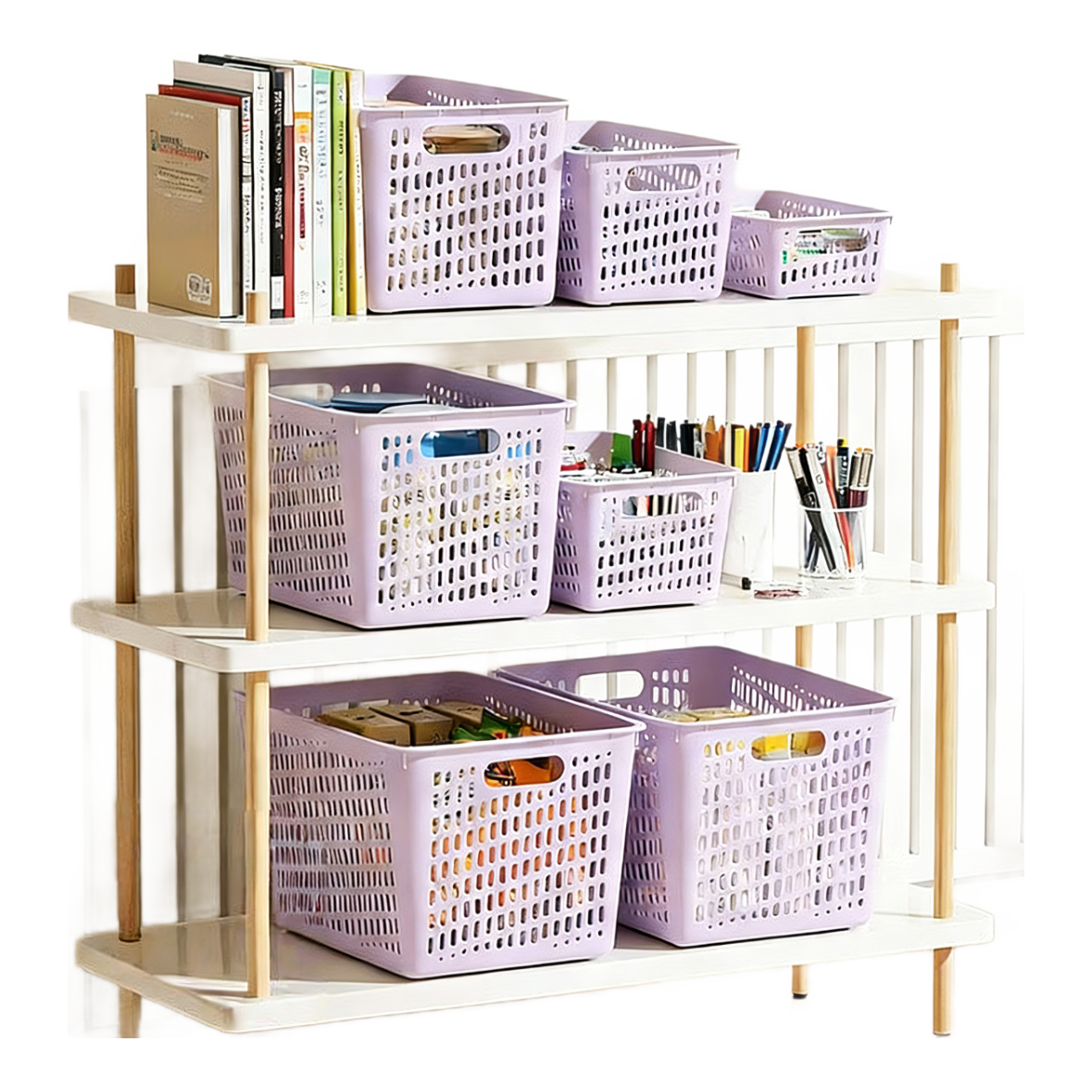 办公文件筐资料框档案筐文件夹收纳盒置物框学生放书筐简易桌面收纳筐 【紫色】 中号1个