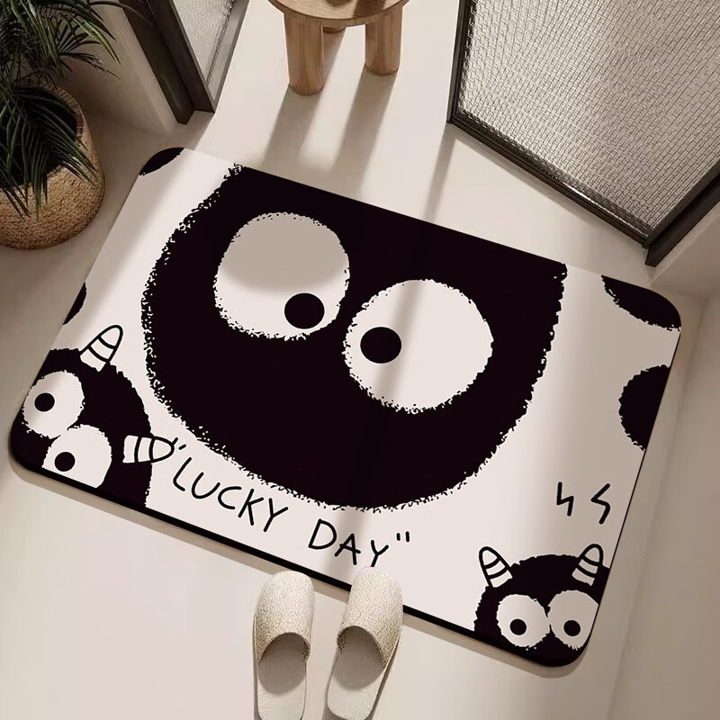 DONOYA 多罗亚硅藻泥卫生间地垫浴室门口吸水地垫2026新款浴室厕所防滑垫脚垫 三只黑煤球 1cm*1cm 【定制尺寸联系客服小姐姐哦】