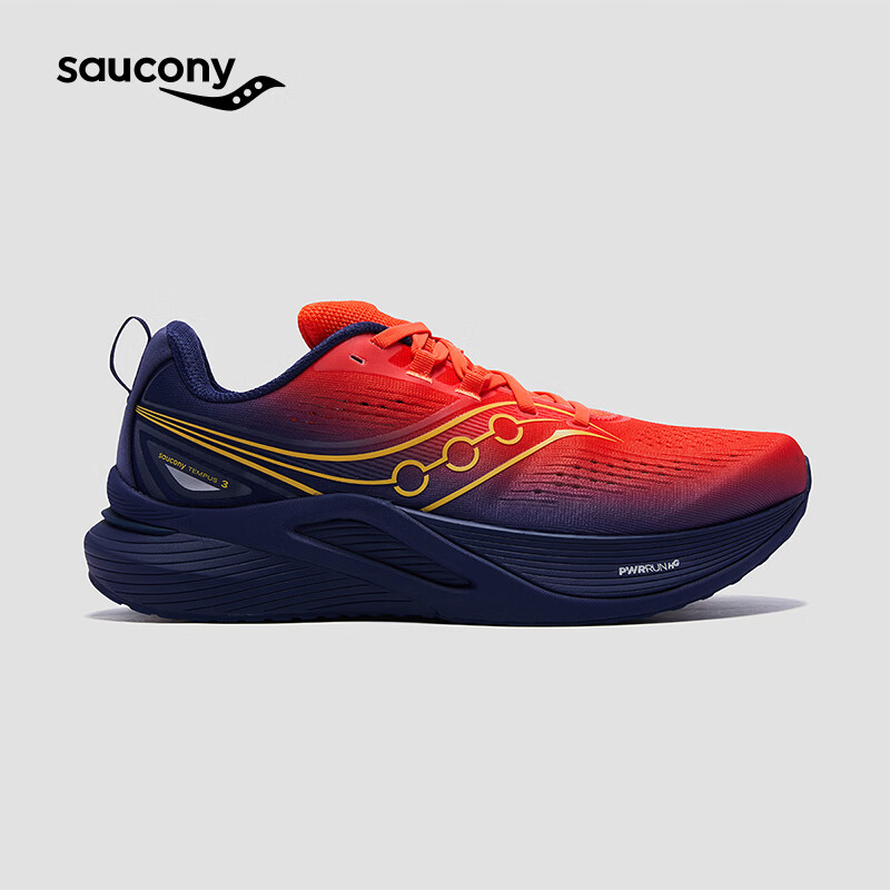 SAUCONY索康尼TEMPUS坦途3稳定支撑型舒适慢跑鞋训练轻量运动鞋 红兰 42