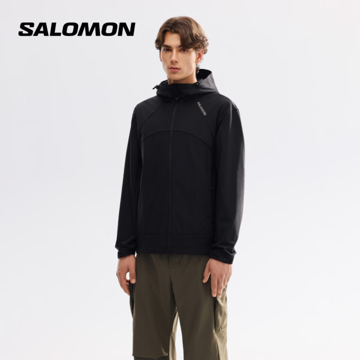 萨洛蒙（Salomon）男款 户外运动防泼水透气外套软壳茄克 OTHRYS SOFTSHELL JACKET 黑色 C24036 L 175/96A