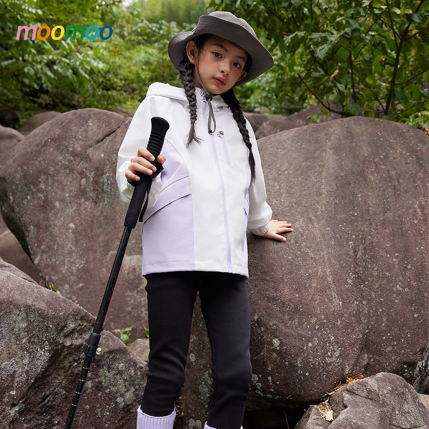 莫莫（Moomoo）美特斯邦威童装moomoo女童拼接夹克新款时尚可爱舒适外套上衣 粉白组 140 /64