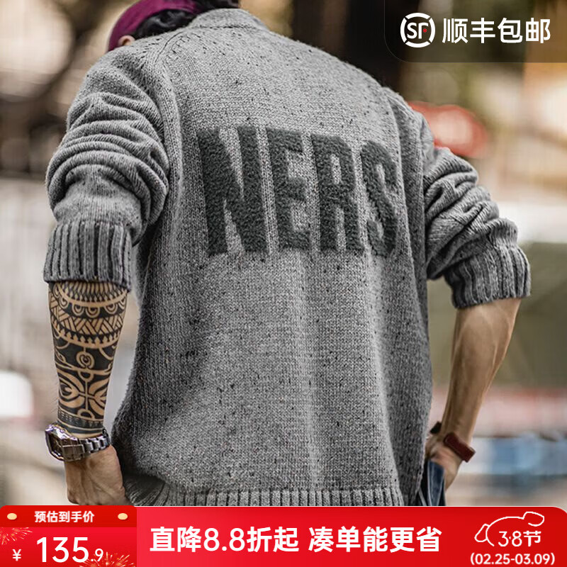 ���ǹ�װ��ʽ����ˮ���Ứë���д���V��Ӻ�ë֯������ʿ��ͷ��֯�� ��ɫ [�ʵ��/���ɰ���] L 79.9Ԫ