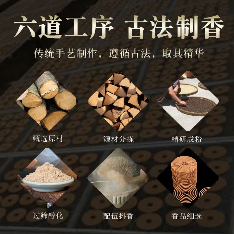 【优选直发】清新盘香手工檀香留香艾草熏香香炉家居卫生间清香办 【檀香】120盘+香炉三件套