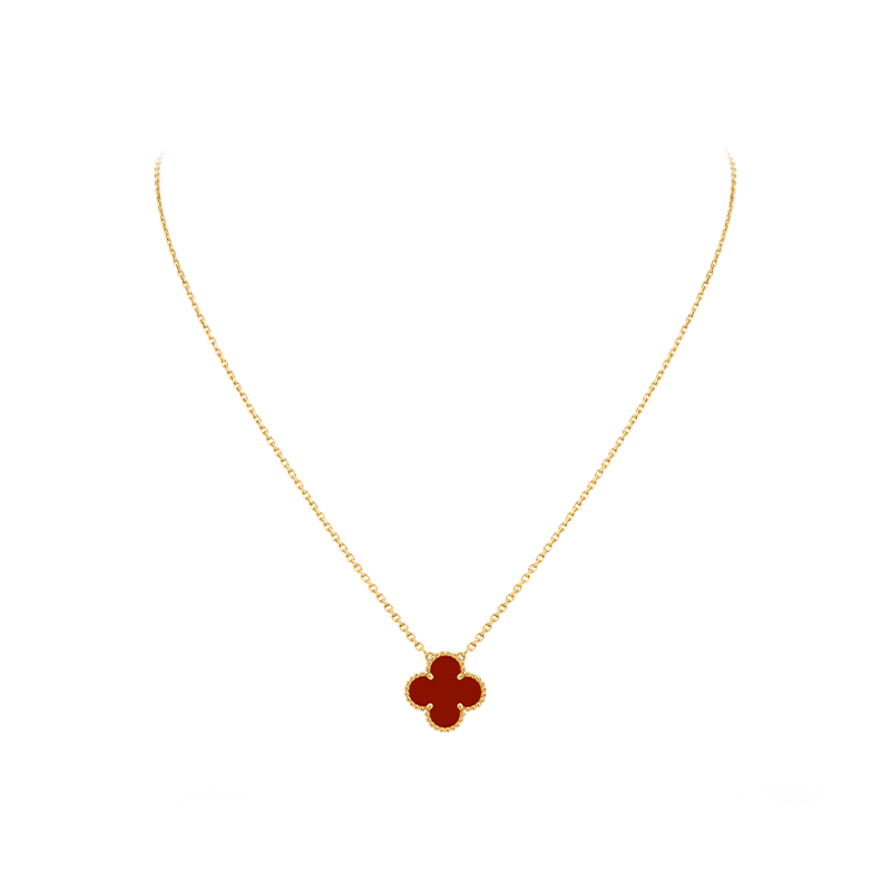 梵克雅宝（Van Cleef & Arpels）18K黄金Vintage Alhambra系列红玉髓四叶草项链 24年保卡