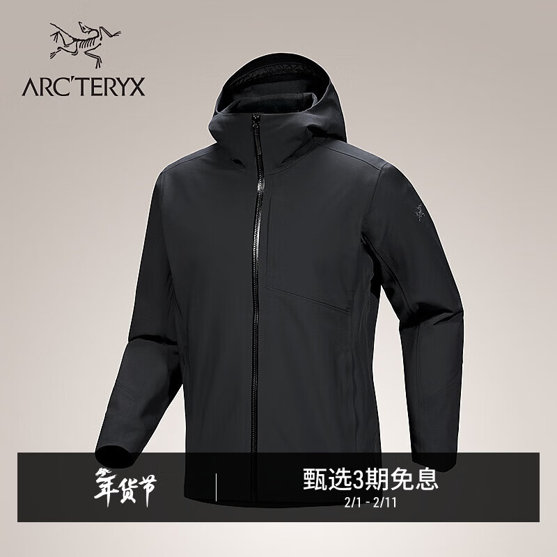 ARC'TERYX始祖鸟 SAWYER HOODY 防风 男子 软壳夹克 BLACK/黑色 M