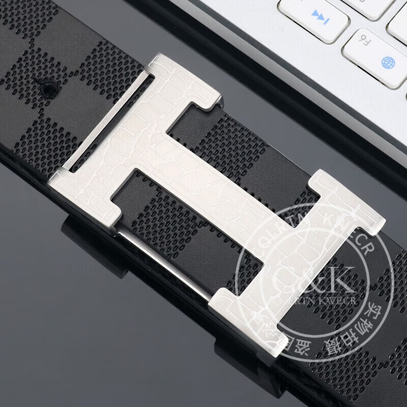 Colrtn Kwecr奢侈新品男款皮带中青年高档商务正装休闲裤腰带男生日礼物奢侈品 CK银扣咖色带3.8CM【礼盒装】 120cm