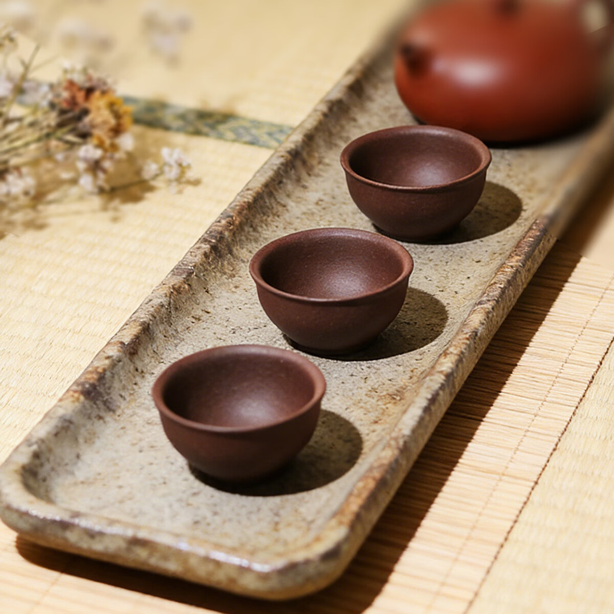 鲍鼎泰中式雅器 梅兰竹菊四君子紫砂茶杯 功夫茶具主人杯四杯套装 四君子