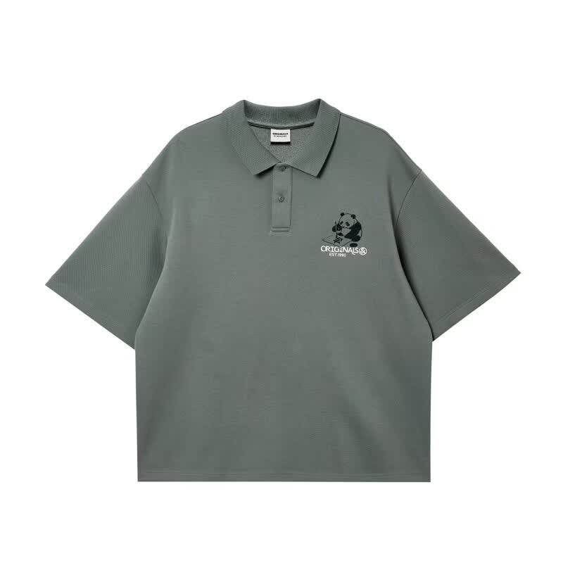 杰克·琼斯(JACK&JONES)26年夏季polo衫男潮流休闲宽松落肩翻领短袖t恤男装好运熊猫 S58龙舌兰绿 XL (185)