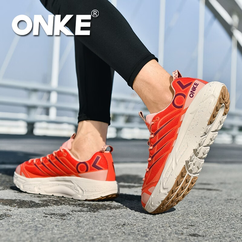 ONKE德国欧克男女款户外运动休闲鞋男鞋复古轻盈缓震情侣跑步鞋女鞋子 朱砂红 37