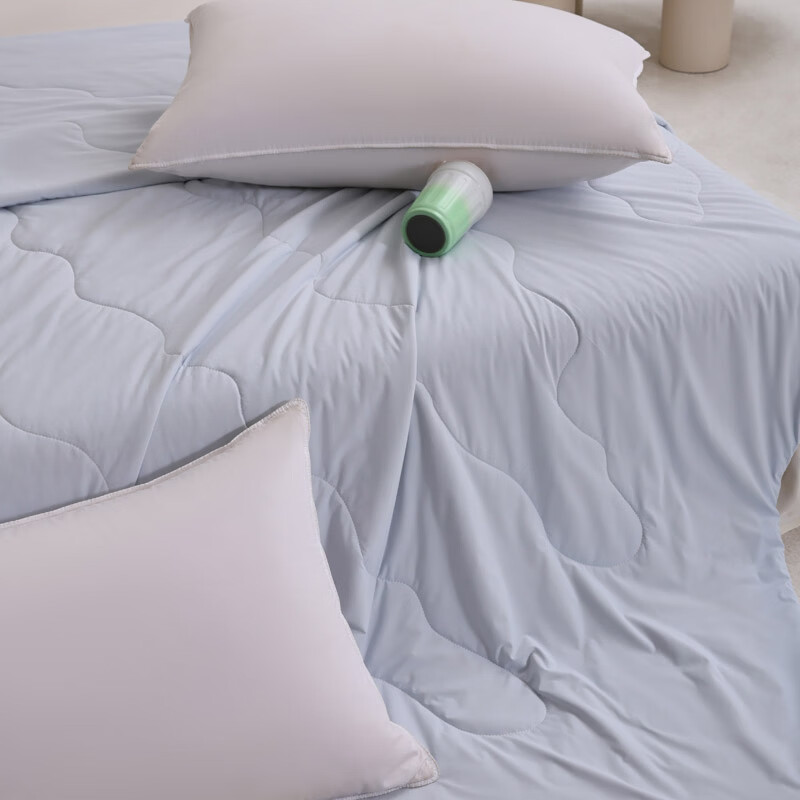 水星家纺夏季被子空调被夏凉被春夏新款大豆被单双人床上用品 雾凇蓝+幻影灰 200*230cm单夏被