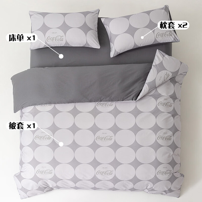 可口可乐100%纯棉四件套印花全棉印花床上用品套件 明日理想家 床单款 1.5/1.8m床-被套200*230cm
