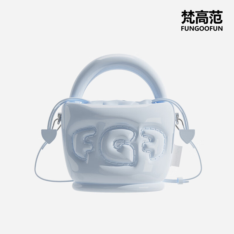 梵高范充气包女士斜跨包高级感斜挎包休闲小包轻便小型送女友礼物 浅蓝色