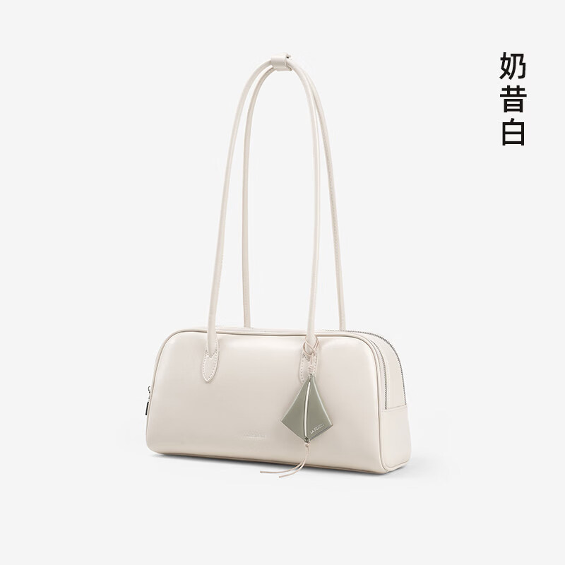 拉菲斯?。↙a Festin）法棍包包女式2025新款夏天白色單肩腋下臘腸包保齡球包 奶昔白