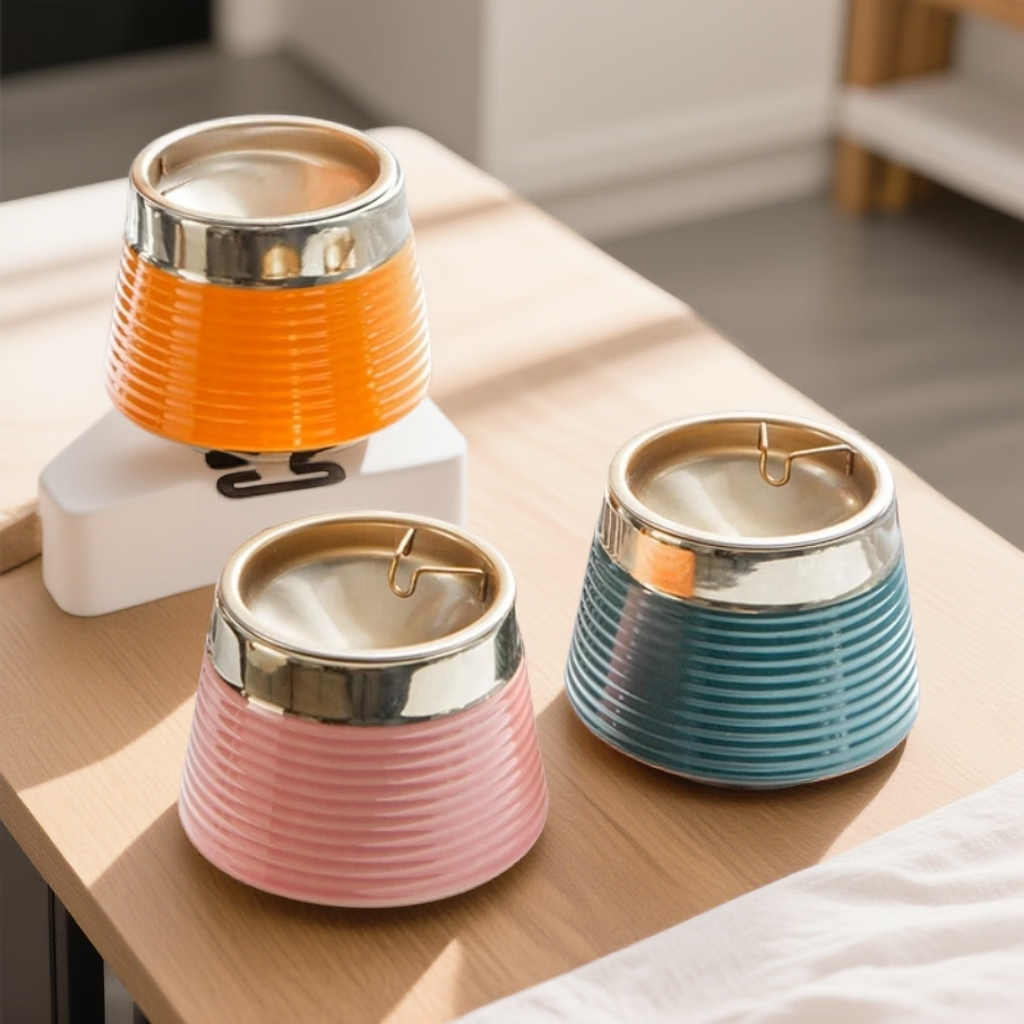 ECO IN CORNins高颜值陶瓷烟灰缸创意客厅卧室办公室防飞灰简约现代轻奢烟缸 白色 京东折扣/优惠券