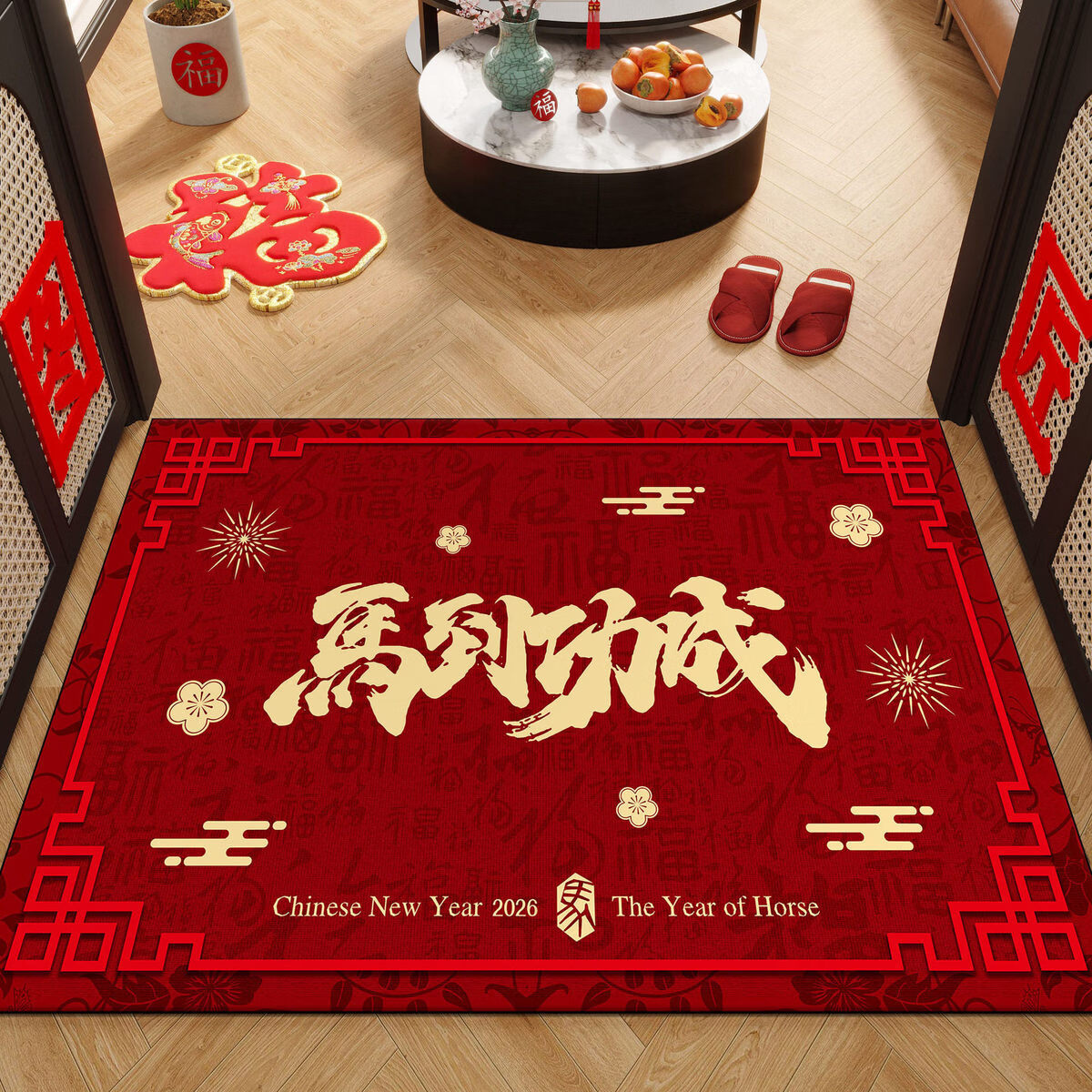 咏幻硅藻泥吸水地垫浴室卫生间门口进门入户防滑脚垫子洗手间厕所地毯 马年地垫 01[ 橡胶底防滑] 40x60cm