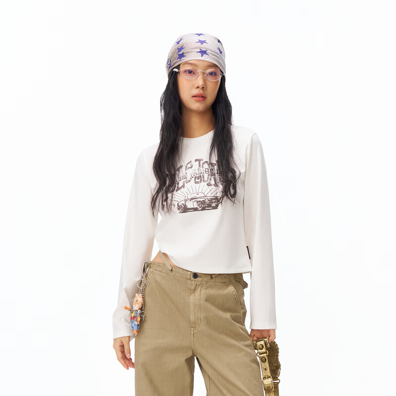 ABLE JEANS 26春新款女装长袖T恤衫个性潮流上衣宽松显瘦可外穿980012 象牙白 /812 XS