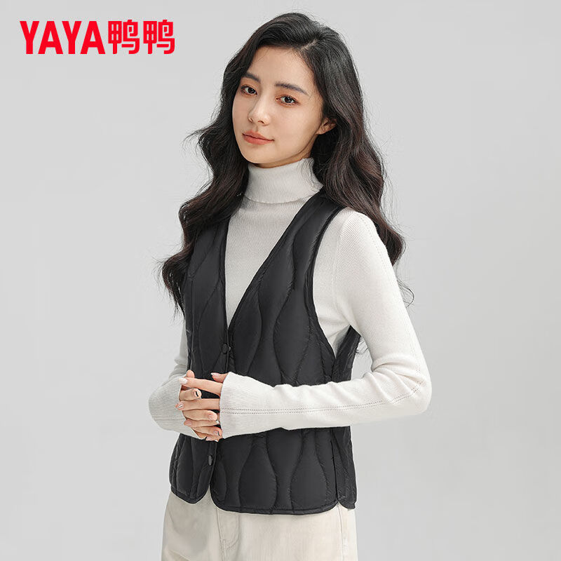 鸭鸭（YAYA）秋冬季新款贴身修身轻薄保暖背心短款坎肩保暖羽绒内胆冬装短外套 浅咖色 3XL 140-160斤