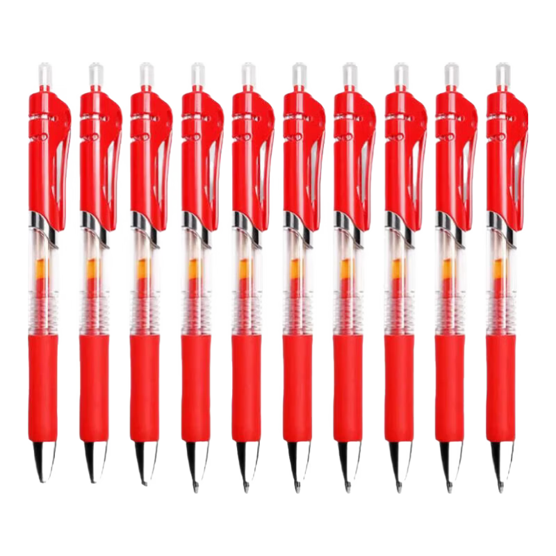 按动中性笔黑笔K35款签字笔商务子弹头学生0.5考试专用水笔高颜值办公用品 【2支装】红笔