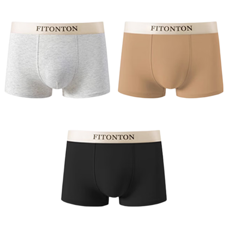 FitonTon男士内裤男生纯棉10A抗菌裆四角裤头人参滋养宽松舒适平角裤2XL