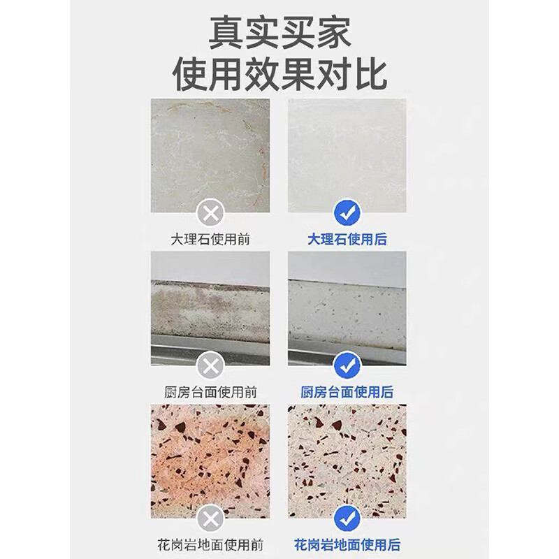 ZIRIT石材清洗剂强力去污大理石清洁剂石英石台面除垢除锈去黄渍家用 2瓶体验装