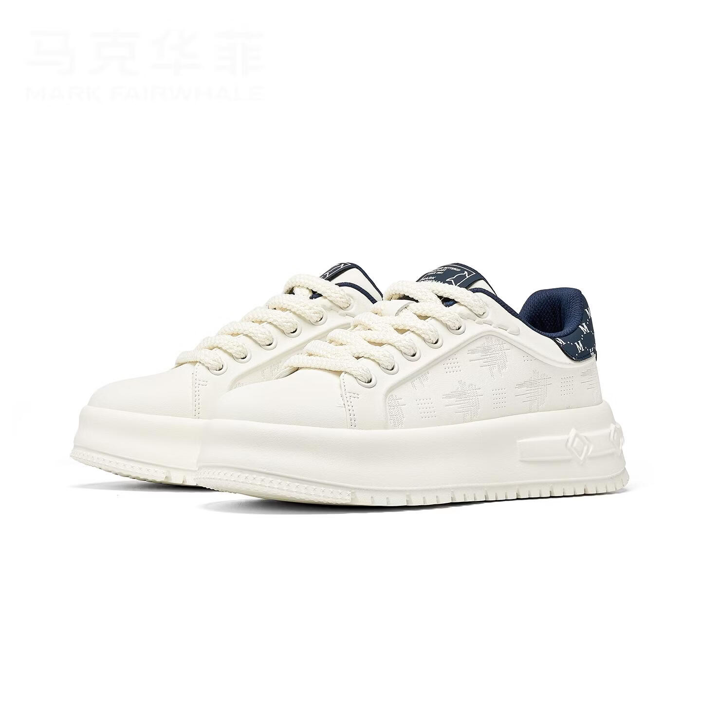 马克华菲男鞋2026春季新款经典板鞋厚底增高轻奢小白鞋复古百搭运动休闲鞋 米蓝 41 标准运动鞋码