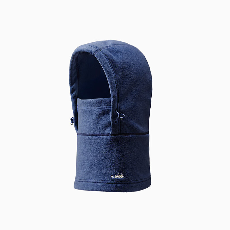 ellesse小贝壳保暖帽子面罩男2024秋冬新款防风摇粒绒骑行头套 藏蓝色 均码