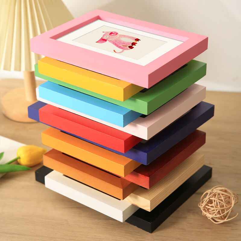 诗元实木质挂墙相框摆台5寸6寸7寸8寸10 12 A4创意儿童相片架简约画框 黑色 5寸可摆可挂【可放8.9*12.7cm】